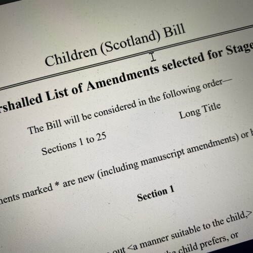 marshalled list of amendments for Children Scotland Bill v2